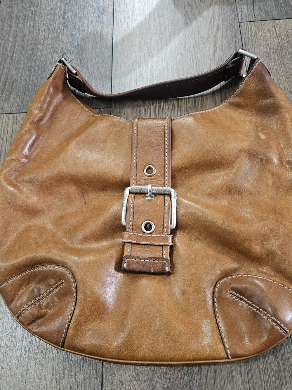Vintage Brown Leather Michael Kors Hobo Bag